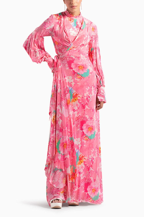 Lush Pink Printed Asymmetrical Dress