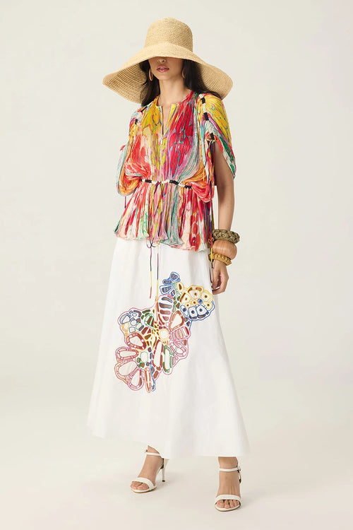 White Multi Scottie Skirt