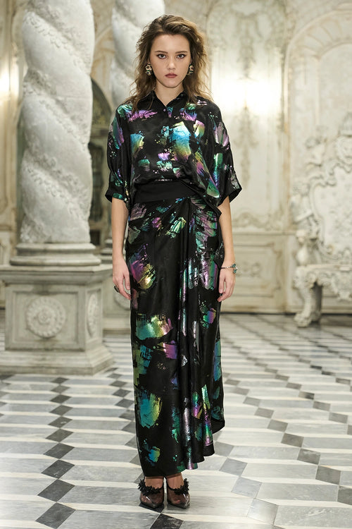 Abstract Printed Drape Skirt