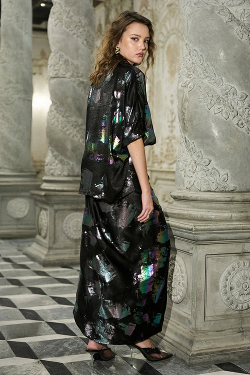 Abstract Printed Drape Skirt