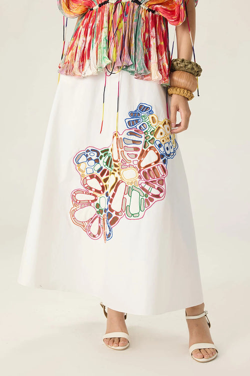 White Multi Scottie Skirt