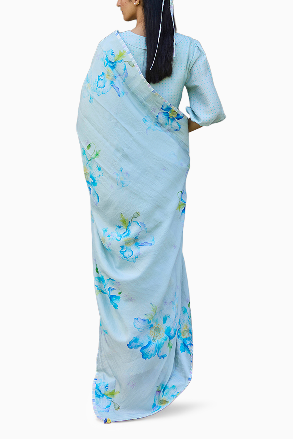 Aura Poppy Blue Saree