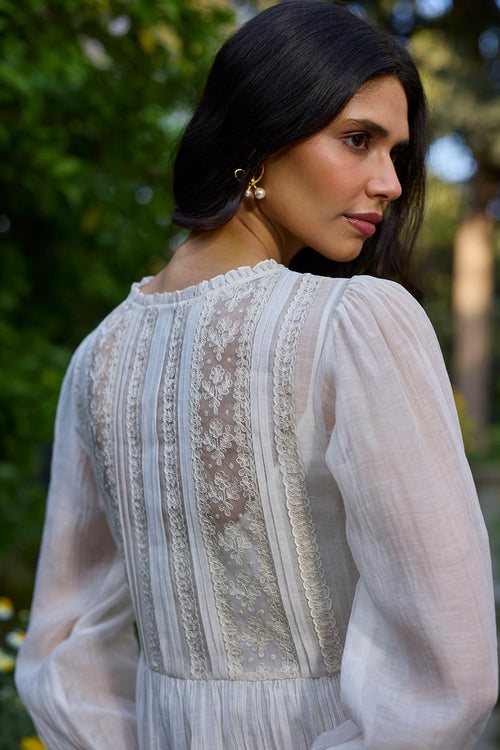 Wander Trail Ivory Embroidered Dress
