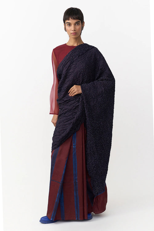 Binduna Navy Burgundy Saree