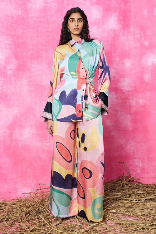 Gardenia Drawstring Shirt And Trousers Set