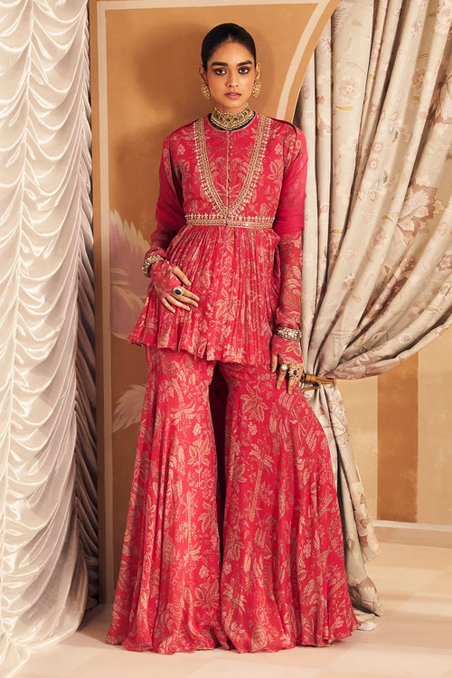 Gulsitan Royal Fucshia Peplum Set