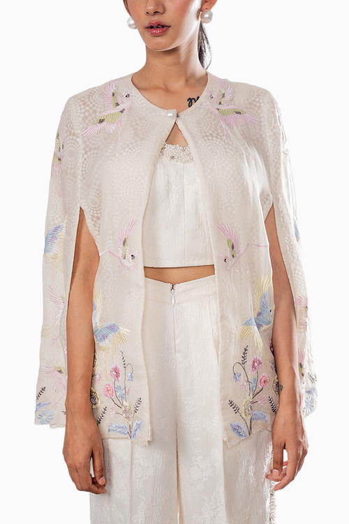 Ivory Organza Bird Cape