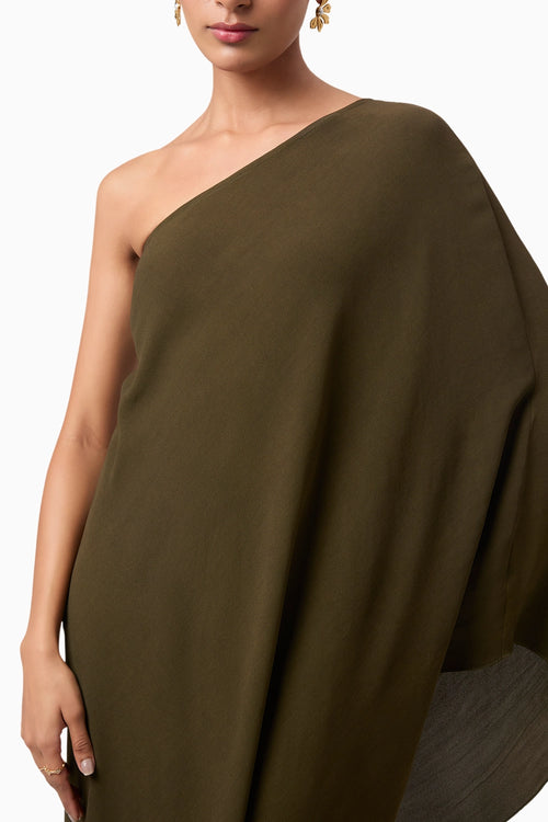Olive Mara One Shoulder Asymmetric Top With Straight Column Skirt