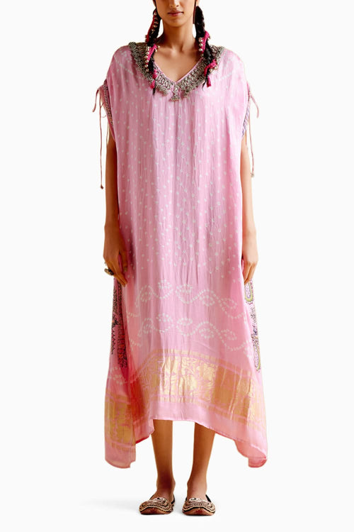 Anuradha Kalamkari Pink Kaftan