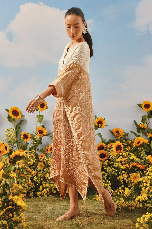 Golden Shibori Bandhani Shirt Dress
