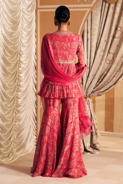 Gulsitan Royal Fucshia Peplum Set