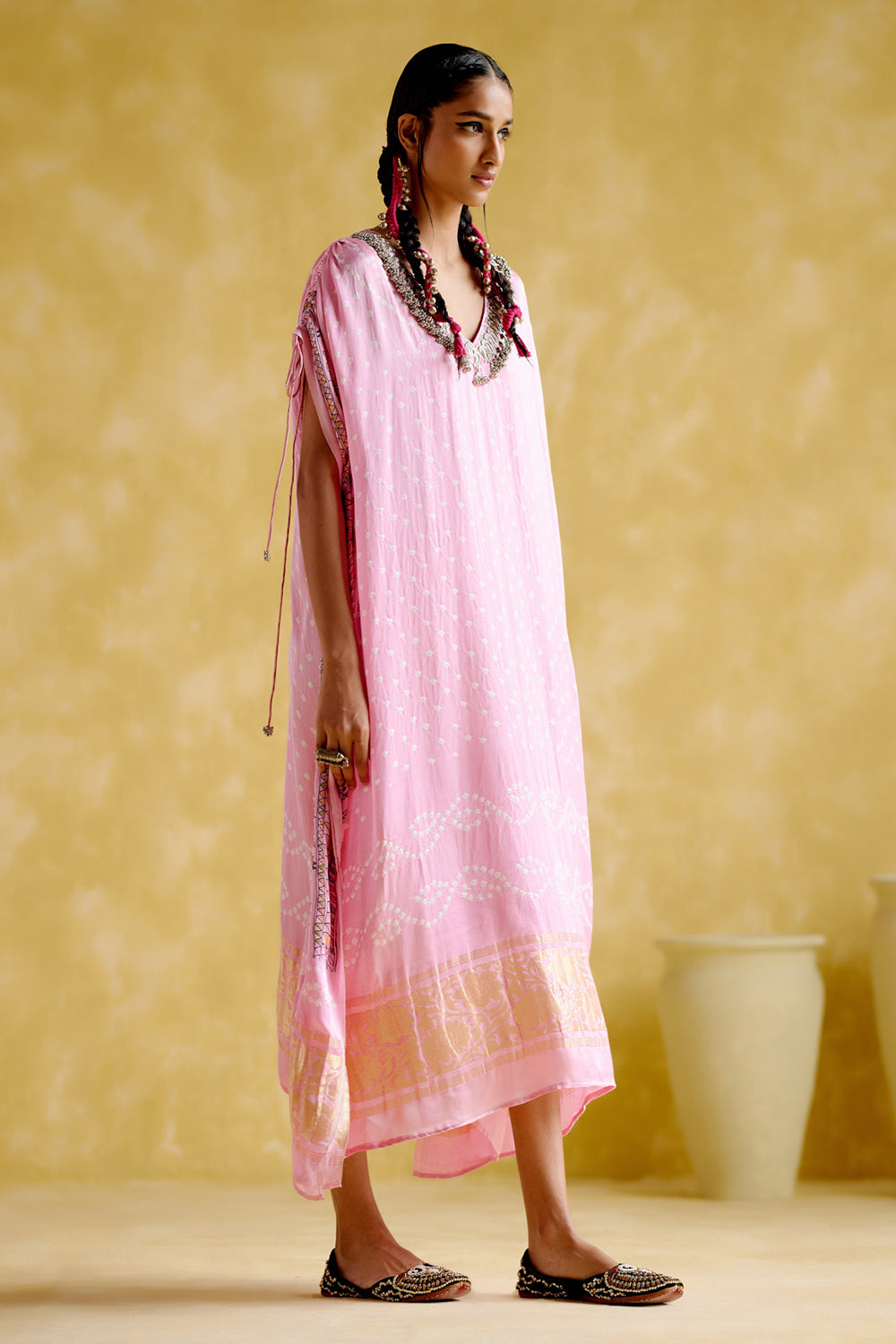 Anuradha Kalamkari Pink Kaftan