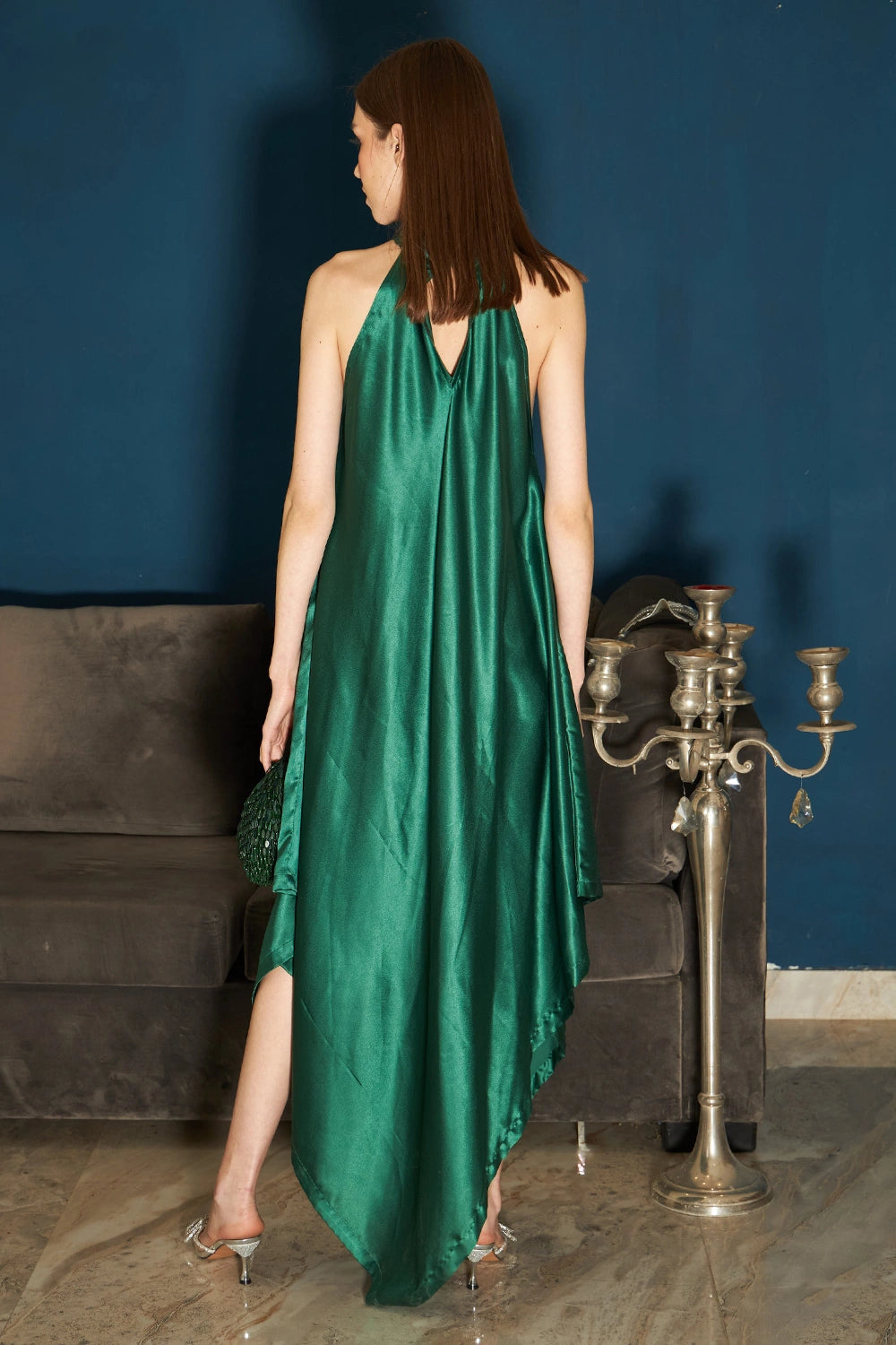 Haily Halter Neck Gown - Forest