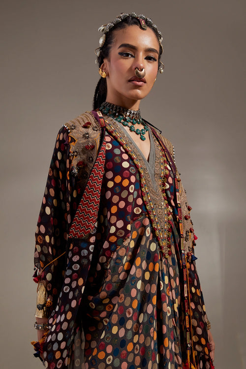 Jamuni Anka Dot Veni Dupatta Jacket Set