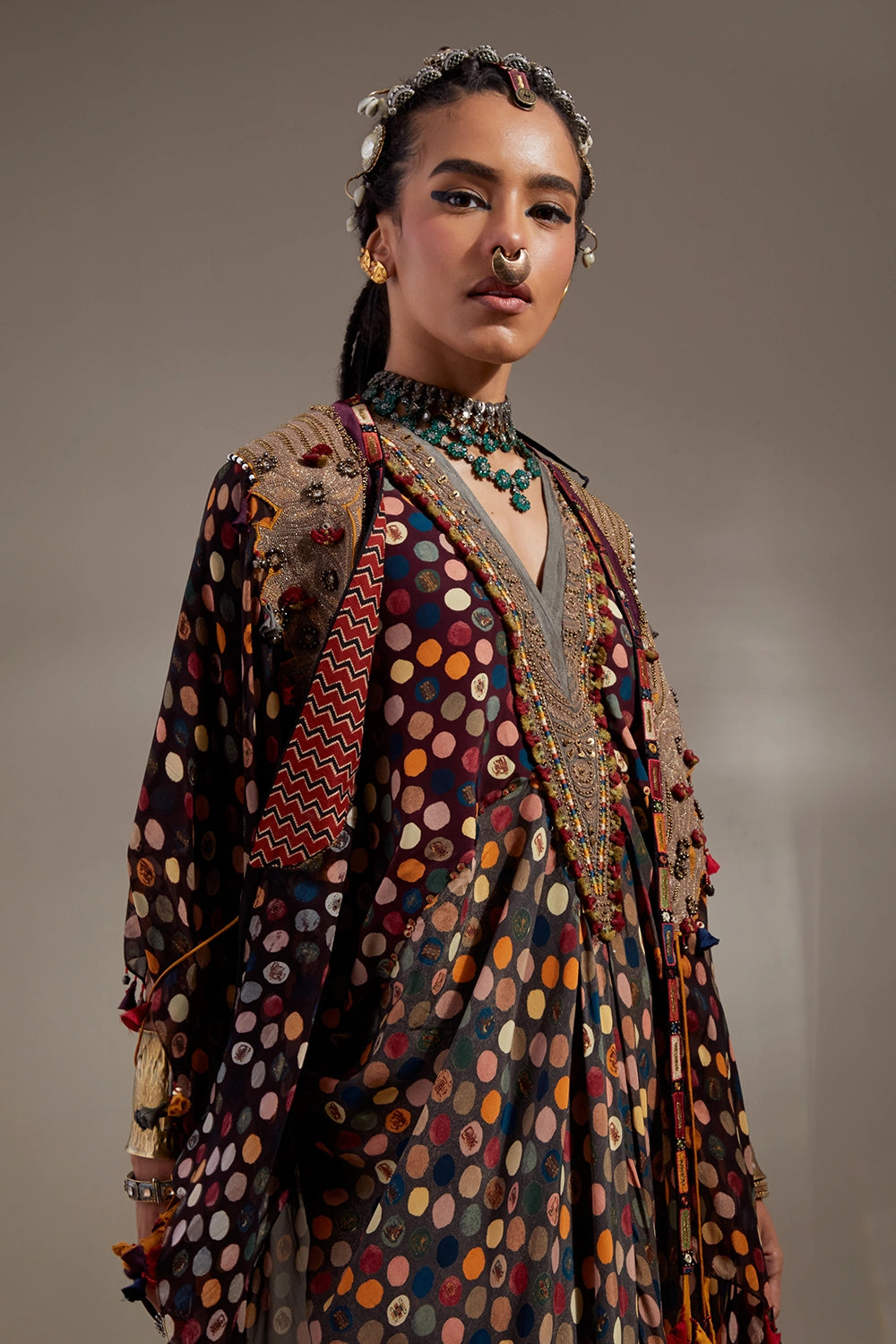 Jamuni Anka Dot Veni Dupatta Jacket Set