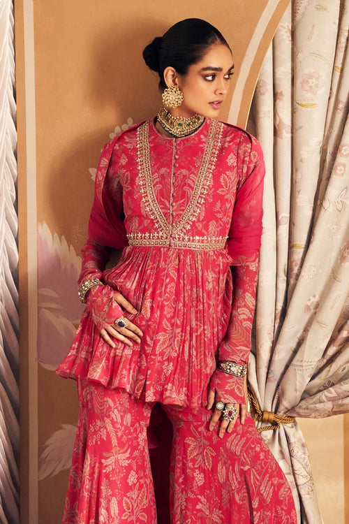 Gulsitan Royal Fucshia Peplum Set