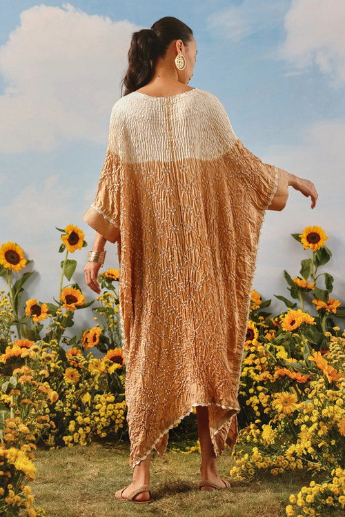 Golden Shibori Bandhani Shirt Dress