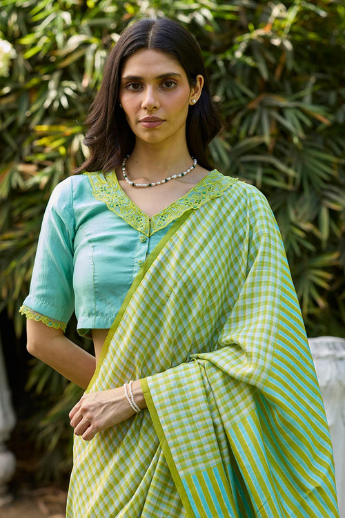 Crossroads Lime Saree With Blouse