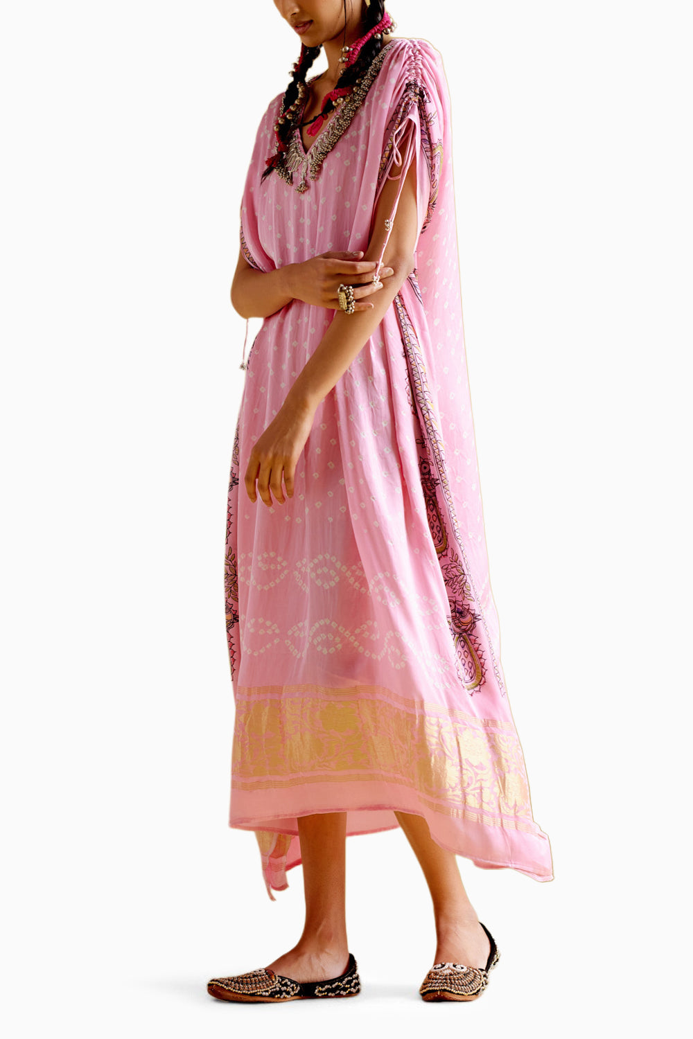 Anuradha Kalamkari Pink Kaftan