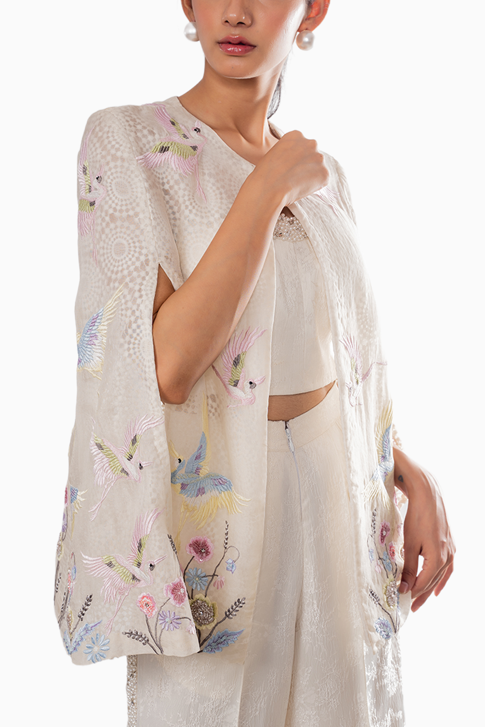 Ivory Organza Bird Cape