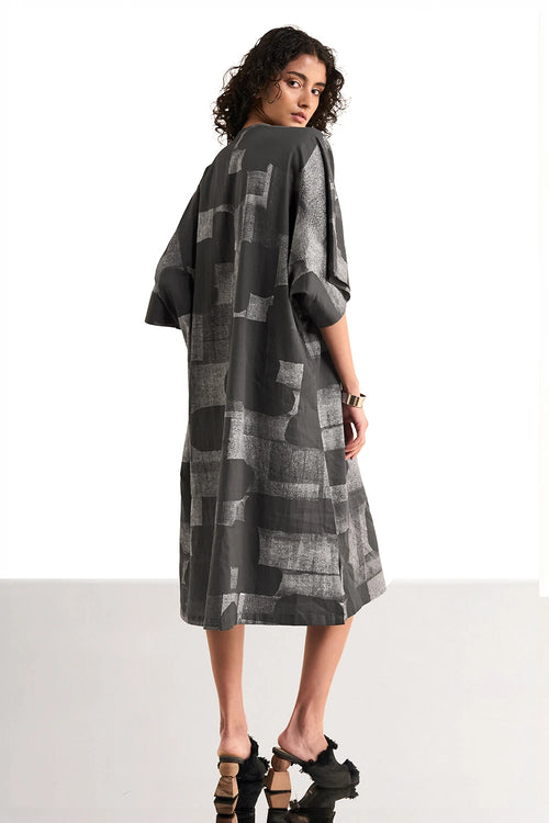 Abstract Geometric Print Shirt Dress