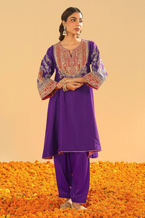 Mohsina Purple Chauga with Salwar
