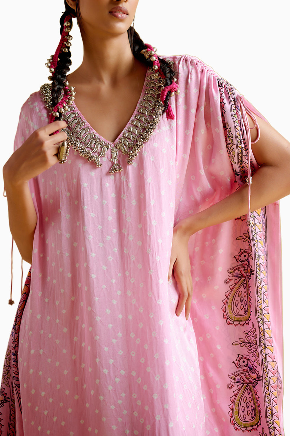 Anuradha Kalamkari Pink Kaftan