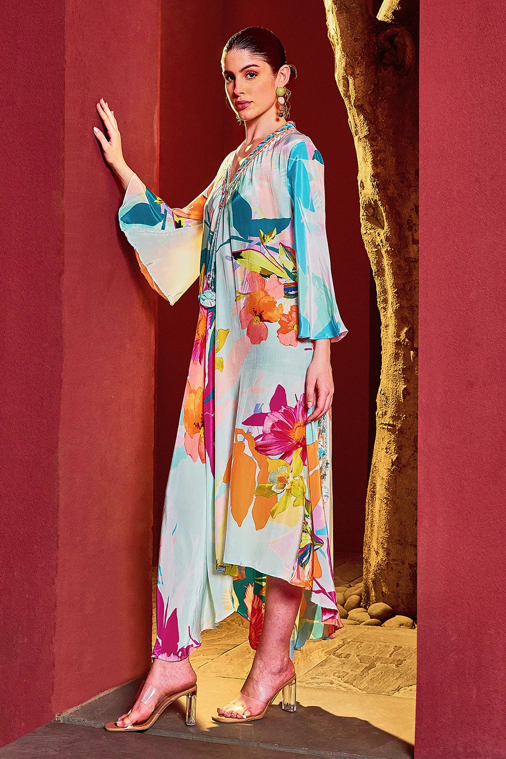 Sky Asymmetrical Kaftan Dress