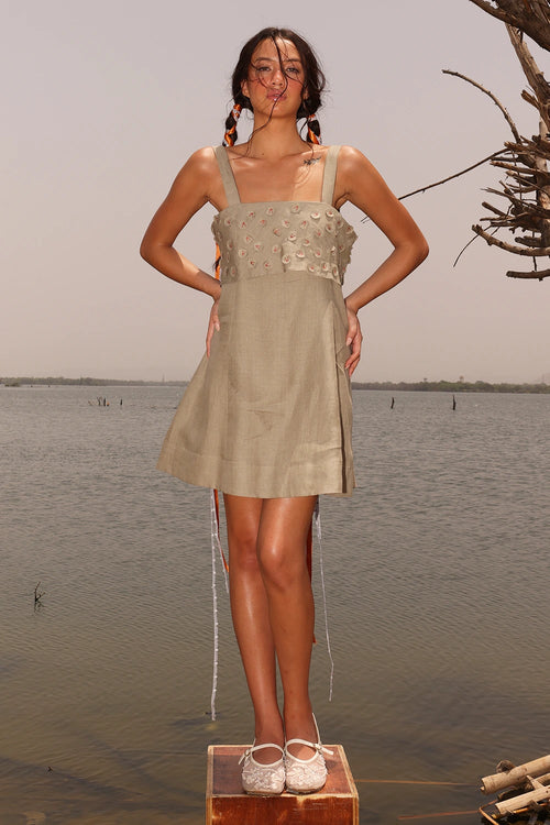 Horseshoe Sage Green Short Dress