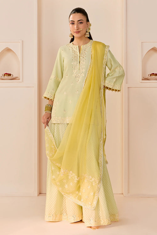 Rehma Mint Green Short Kurta with Sharara and Dupatta