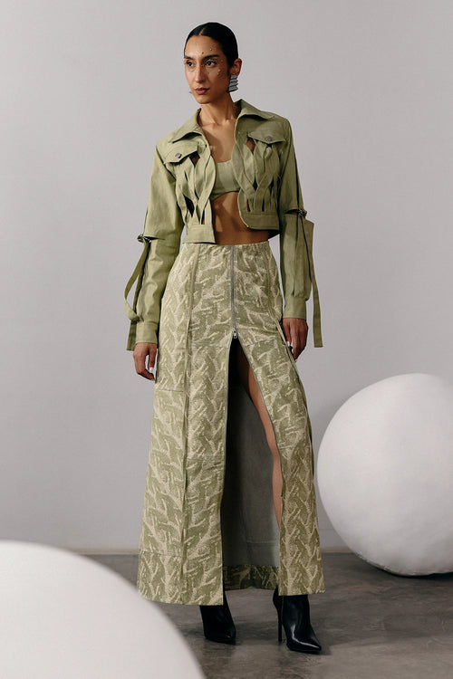 Screen Printed Panelled Skirt