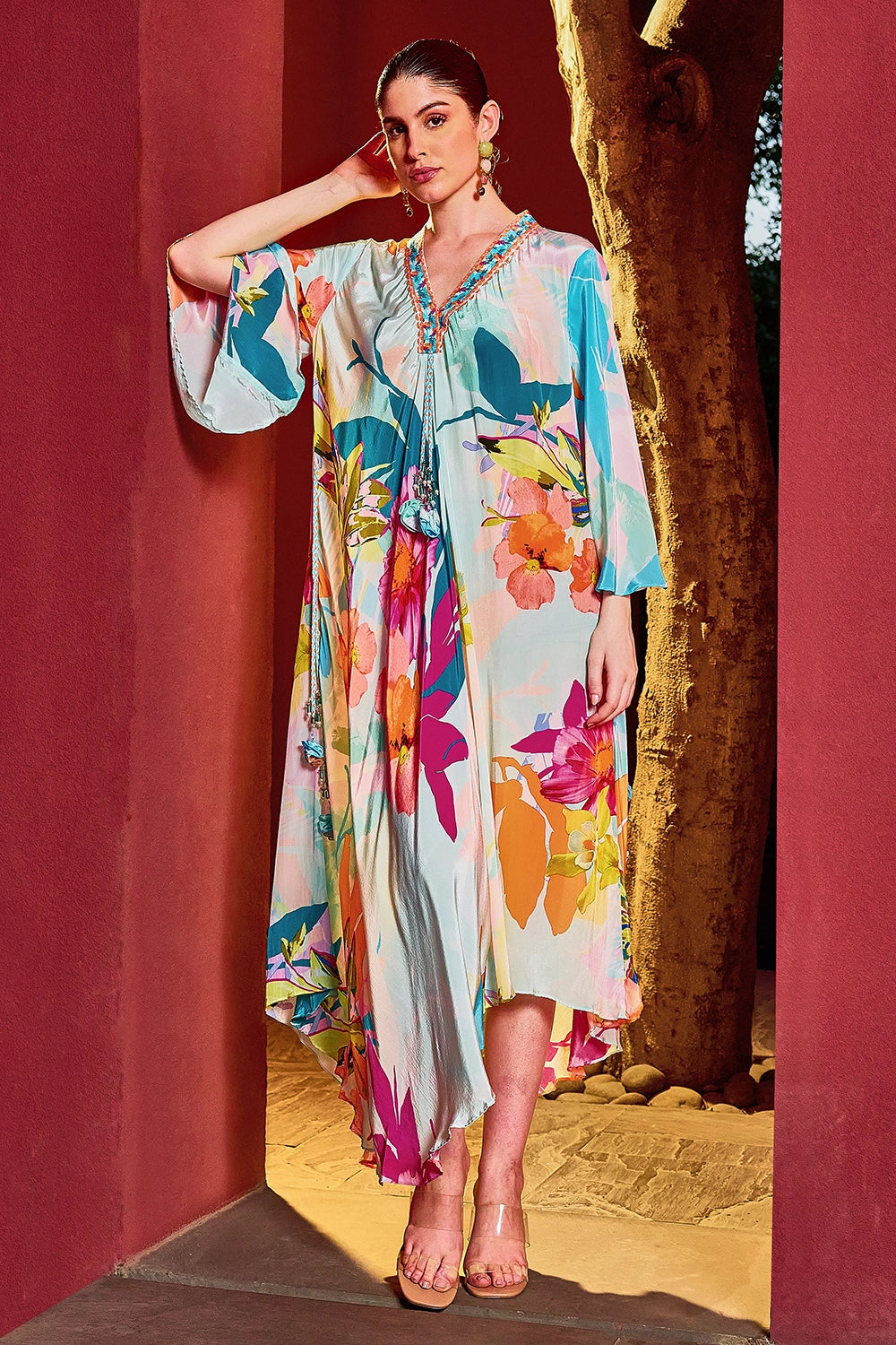 Sky Asymmetrical Kaftan Dress