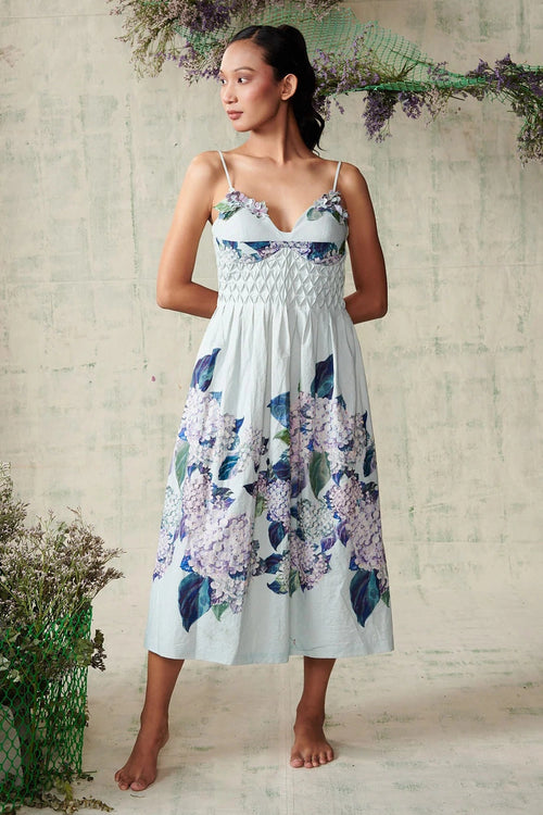 Sky Blue Hydrangea Corset Dress
