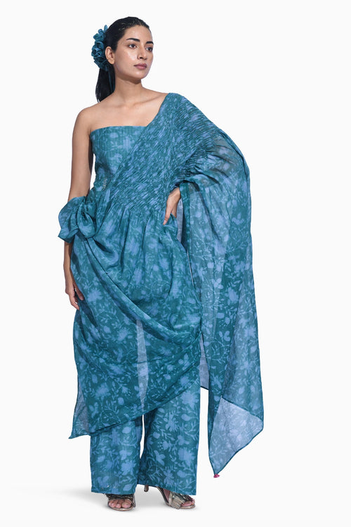 Dissected Drape Teal Set