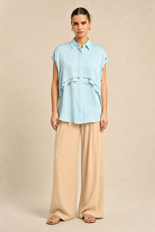 Tropical Breeze Blue Coin Flap Shirt