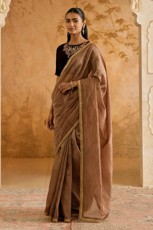 Bronze Petal Crush Tissue Saree
