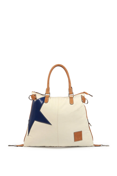 Gor Beige Navy Tote Bag
