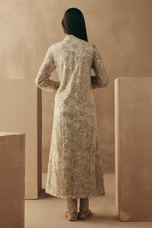 Natural Mirrorwork Layered Dress Jacket