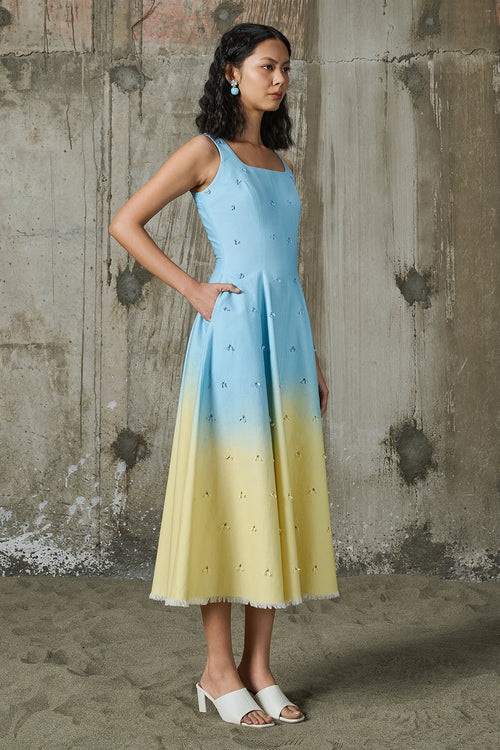Soft Horizon Flared Midi Dress