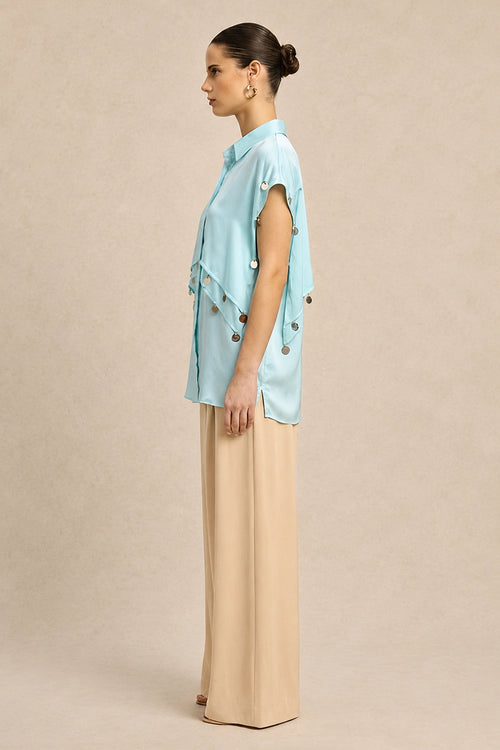 Tropical Breeze Blue Coin Flap Shirt