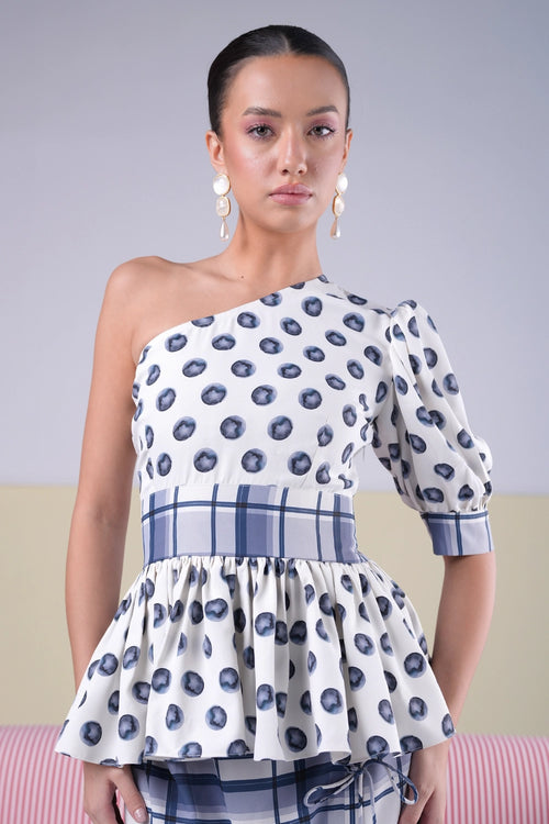 Colette Polka Dot Top with Plaid Skirt