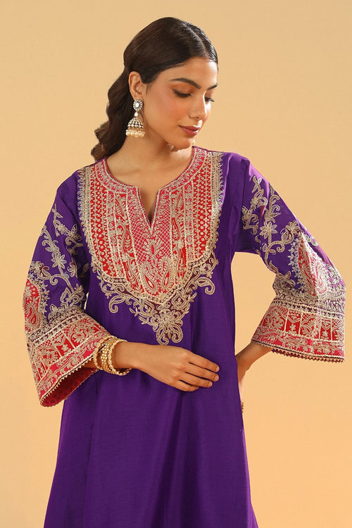 Mohsina Purple Chauga with Salwar