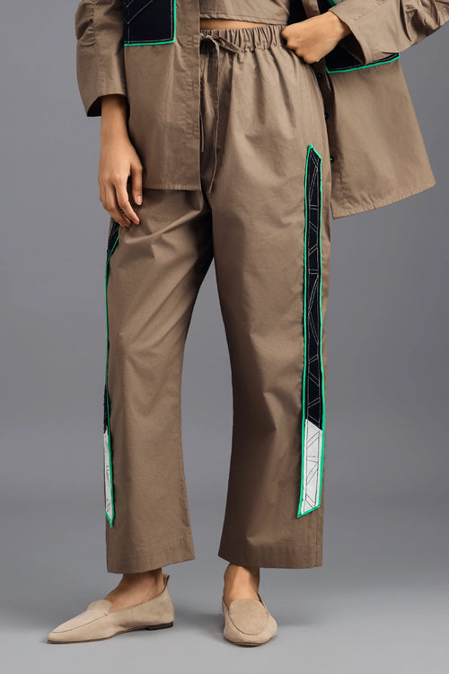 Mud Straight Pants with Neon Geometric Panel