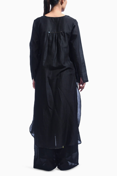 Black Silk Kurta Set