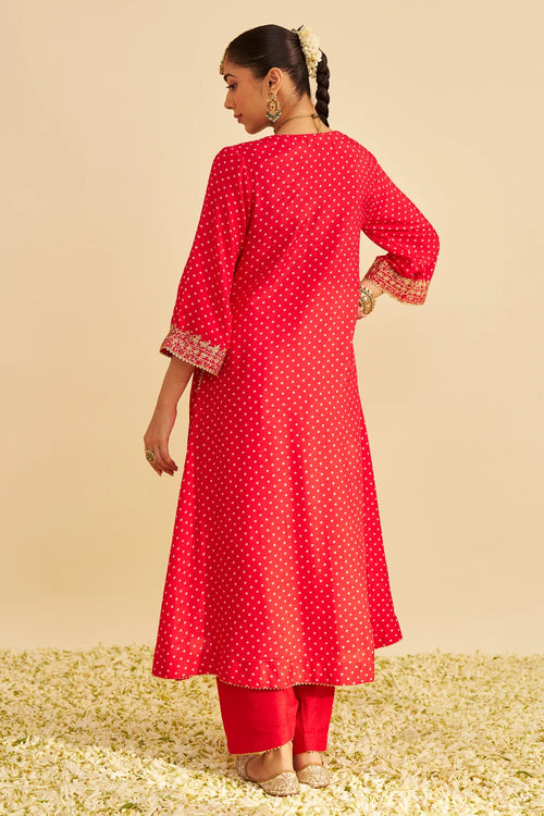 Zaliyah Red Long Chauga with Salwar