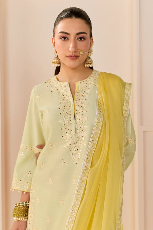 Rehma Mint Green Short Kurta with Sharara and Dupatta