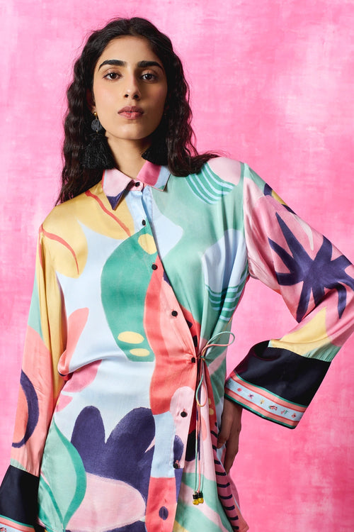 Gardenia Drawstring Shirt And Trousers Set