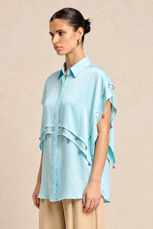 Tropical Breeze Blue Coin Flap Shirt