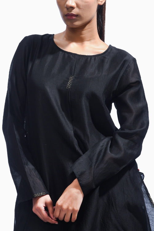 Black Silk Kurta Set