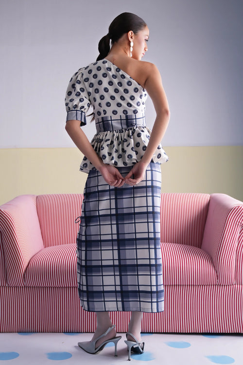 Colette Polka Dot Top with Plaid Skirt